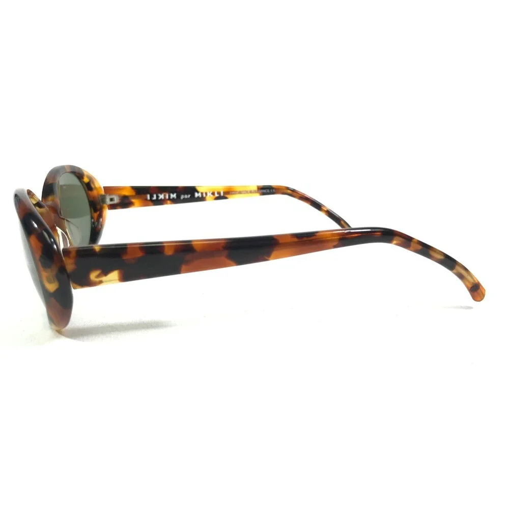 Mikli Sunglasses 6075 COL 281 Small Tortoise Round Frames with Green Lenses